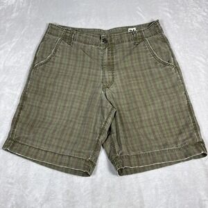 Vintage Lucky Brand Men's Green Plaid Shorts Size 36 9in Inseam
